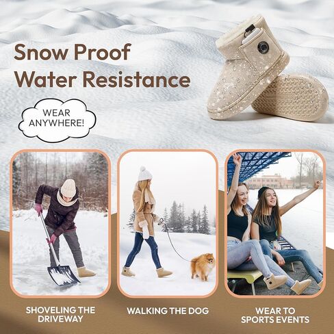 Heated Slippers for Women, Snow Resistant Foot Warmer Shoes For Women, Heated Boots, 3 Temperature Settings, Rechargeable 5000mAh Batteries, Heated Booties for Everyday Wear, Beige in Kuwait