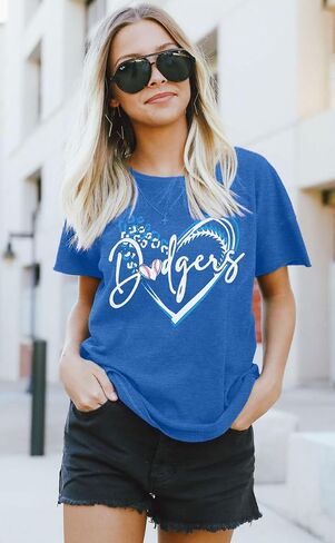 ALLTB Baseball Shirt for Women Baseball Mom Shirt Baseball Heart Graphic Tee Game Day Short Sleeve Tops in Saudi Arabia