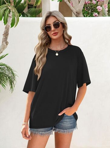 OFEEFAN Summer Tops for Women 2025 Short Sleeve Shirts Dressy Casual Crew Neck Tshirts Fashion in Saudi Arabia