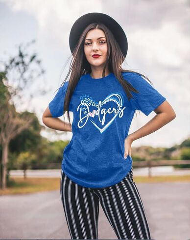 ALLTB Baseball Shirt for Women Baseball Mom Shirt Baseball Heart Graphic Tee Game Day Short Sleeve Tops in Saudi Arabia