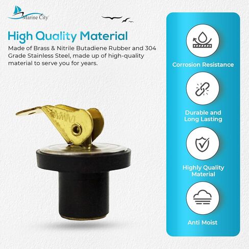 سدادات MARINE CITY Snap Lock Baitwell سدادة تصريف قوية ومتينة ذات لمسة نهائية دقيقة مع تصميم مبتكر 1/2 بوصة للقوارب - اليخوت - قوارب الكاياك - مشاة البحرية (عبوة من قطعتين) in Saudi Arabia