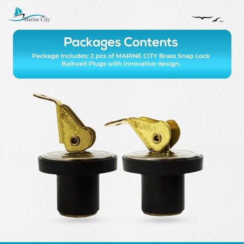 سدادات MARINE CITY Snap Lock Baitwell سدادة تصريف قوية ومتينة ذات لمسة نهائية دقيقة مع تصميم مبتكر 1/2 بوصة للقوارب - اليخوت - قوارب الكاياك - مشاة البحرية (عبوة من قطعتين) in Saudi Arabia