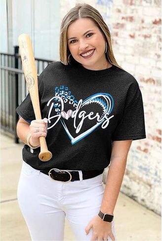 ALLTB Baseball Shirt for Women Baseball Mom Shirt Baseball Heart Graphic Tee Game Day Short Sleeve Tops in Saudi Arabia