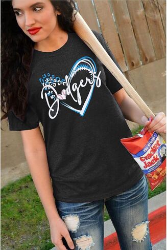 ALLTB Baseball Shirt for Women Baseball Mom Shirt Baseball Heart Graphic Tee Game Day Short Sleeve Tops in Saudi Arabia