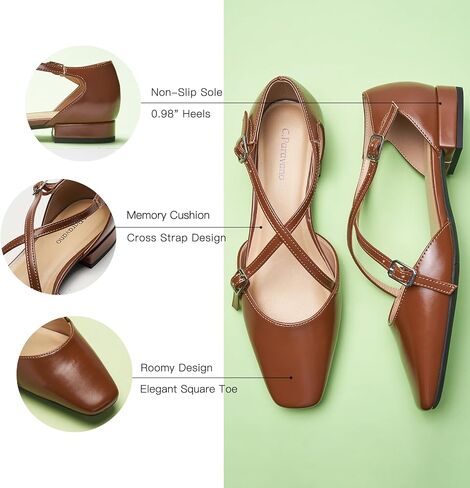 C.Paravano Women's Flats Square Toe Cross-Strap Sandals Stylish Comfortable Dress Shoes for Casual Wear, Work, Travel & Social Events in Saudi Arabia