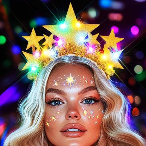 GORTIN Light up Star Headband Silver Glowing LED Headbands Star Costume Headpiece Hair Accessories for Women in Saudi Arabia