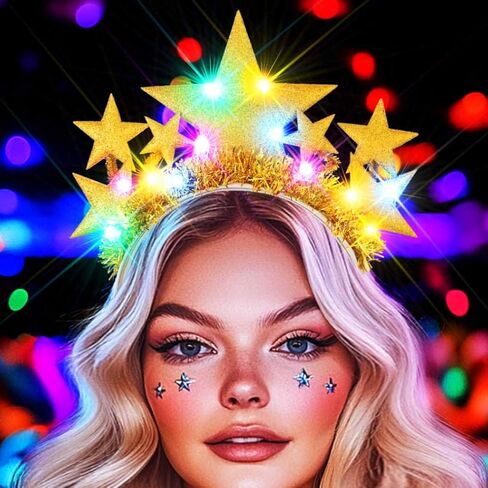 GORTIN Light up Star Headband Silver Glowing LED Headbands Star Costume Headpiece Hair Accessories for Women in Saudi Arabia