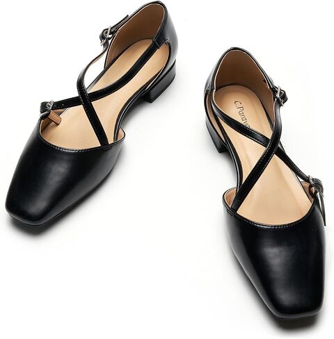 C.Paravano Women Flats Square Tee Trosp-Strap Sandals Syngly Frick Shoes for Discal in Saudi Arabia