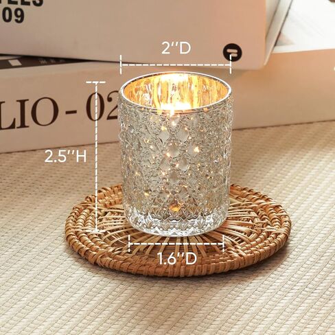 Homemory 12 Pack Silver Glass Poitle Coversive ، حامل شمعة Tealight ، حاملي شموع عتيقة للقطاعات المركزية ، عيد الميلاد ، استحمام الأطفال ، عيد ميلاد ، حفل زفاف ، حفلة in Kuwait