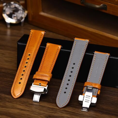 REZERO Leather Watch Bands, Handmade Quick Release Watch Straps, Luxury Full-Grain Vegetable-Tanned Leather Watch Bracelets, Sturdy & Wear-Resistant, Watch Band Replacements for Men 19/20/21/22/24mm in Kuwait