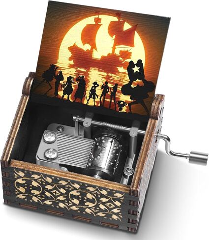 Jupswan Anime Wooden Music Box for Women - Cartoon Hand Crank Engraved Cute Musical Box Vintage Mechanism Small Personalized Gifts for Friend Girlfriend Boyfriend Wife Son On Birthday in Saudi Arabia