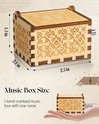 Jupswan Anime Wooden Music Box for Women - Cartoon Hand Crank Engraved Cute Musical Box Vintage Mechanism Small Personalized Gifts for Friend Girlfriend Boyfriend Wife Son On Birthday in Saudi Arabia