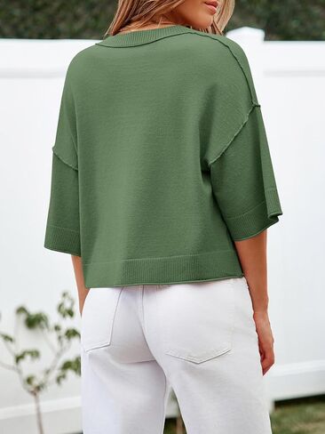 جرس CICY WOMENS نصف الأكمام سترات كارديجان زر اقتصاص أسفل قمم كبيرة الحجم خفيفة الوزن متماسكة الملابس الصيفية in Kuwait