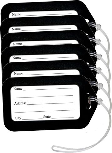 Luggage Tags, Smart Tags for Travel suitcases,Name Tags for Kids School Bags for Easily Identification of Bags with Silicon Band Black (6 Pack) in Saudi Arabia