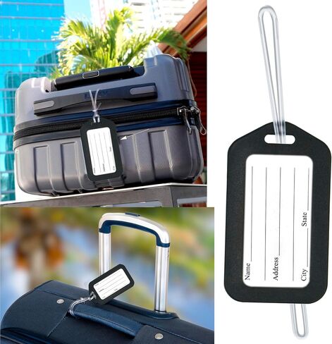 Luggage Tags, Smart Tags for Travel suitcases,Name Tags for Kids School Bags for Easily Identification of Bags with Silicon Band Black (6 Pack) in Saudi Arabia