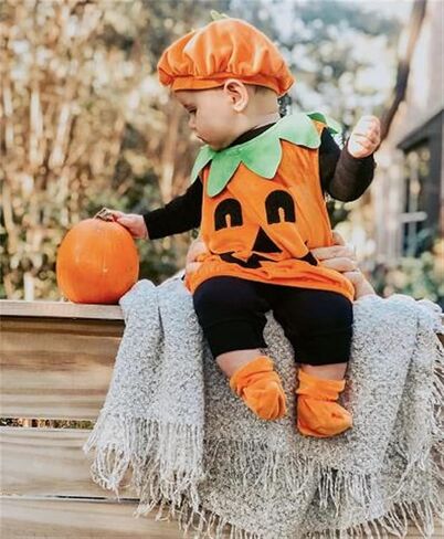 oneflow Newborn Toddler Baby Girl Boy Halloween Pumpkin Costumes Cute Hooded Romper Jumpsuit Outfit Clothes in Kuwait