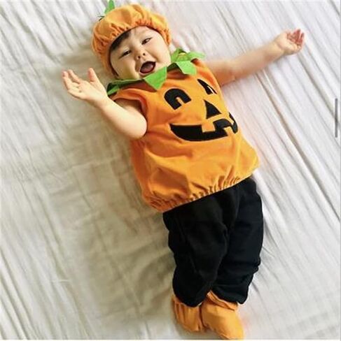 oneflow Newborn Toddler Baby Girl Boy Halloween Pumpkin Costumes Cute Hooded Romper Jumpsuit Outfit Clothes in Kuwait