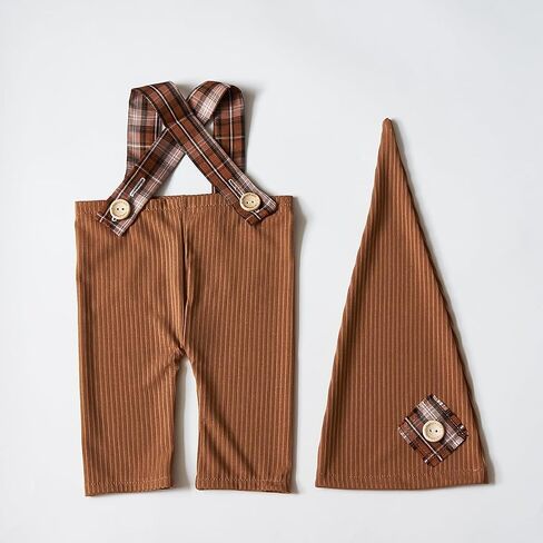 Zeroest Newborn Boy Photo Outfit Props Baby Boy Photography Outfit Photo Shoot Boy Pictures Suspenders Pants Sleeping Hat (Brown) in Kuwait