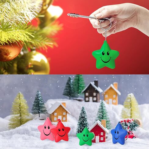 24 Pcs Star Stress Ball Keychains Smile Face Mini Foam Balls for Kids Valentine Classroom Exchange Gifts Adults School Carnival Classroom Student Rewards Party Bag Fillers (Colorful) in Kuwait
