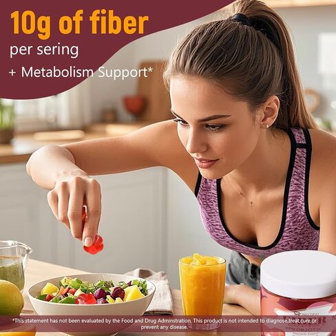 Fiber Gummies with Probiotics,10G Fiber per Serving No Sugar Added Apple Flavor, with 10 Billion CFU Probiotics Blend, Apple Cider Vinegar, Vitamin C, Inulin, Bloating Support 90 Count in Kuwait