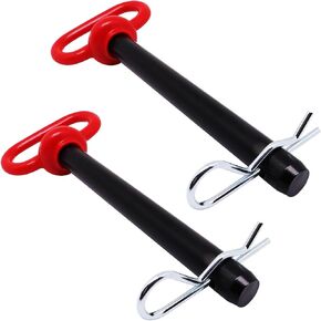 5/8 inch Hitch Pin 2 Pcs, 5/8 x 6 inch Trailer Hitch Pin and Clip, Red Handle Tractor Towing Trailer Pins for Tractor Truck, Mowers, Golf Cart and ATV (5/8 x 6)