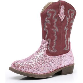 Blikcon Kids Cowboy Boots Girls Mid Calf Western Cowgirl Boots Side Zipper (Toddler/Little Kid/Big Kid)