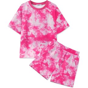 Arshiner Girls 2 Piece Outfits Summer Clothes Short Sleeve Tops and Short with Pockets Kids Fashion Clothing Sets