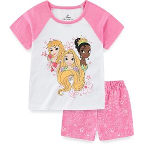 Disney Princess Girls Short Sleeve T-Shirt and French Terry Shorts Set for Toddler and Big Kids