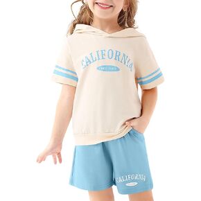 Wesidom Toddler Girl Clothers Letter Print Drop Hoodie Hoodie Stuituits و Short Set Set 2 قطعة من الفتيات الصغيرات in Kuwait