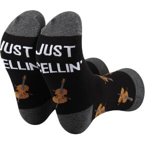 BDPWSS Cello Player 'Just Cellin' Novelty Socks - Cellist Musician Gift for Orchestra and Cello Lovers - Music Themed
