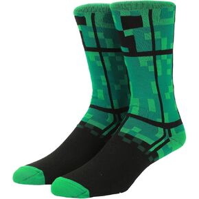 Bioworld Minecraft Creepers Adult Green Casual Crew Socks-OSFA