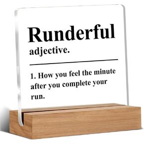 Running Gifts for Women, Runderful Definition Acrylic Plaque Gifts for Runners Women, Runner Gift Ideas, Running Desk Signs Decor 4 × 4 Inches