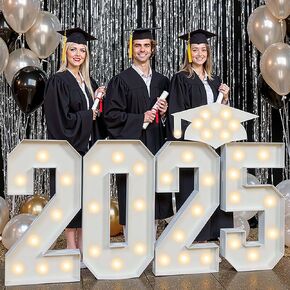2.3ft Class of 2025 Light Up Numbers Graduation Decorations Large Marquee Letters with Lights Giant Jumbo Foam Board Lighted Sign Big Grad Mosaic 2.3 Feet Tall High School College Party Prom Decor