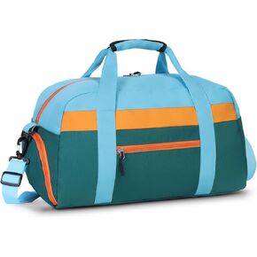 WOOMADA Kids Duffle Bag for Boys or Girls, Kids Overnight Bag with Shoe Compartment＆Wet Pocket, Ideal for School Practice, Sports, Travel(pink green)