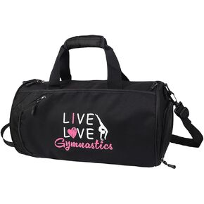 kilofly Live Love Gymnastics Girls Ballet Sports Gym Duffel Bag Travel Carry On
