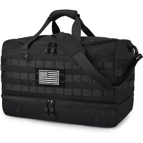 MOZETO Mens Travel Bag with Shoe Compartment, Tactical Inspired Carry On Weekender Duffle Bag, YKK Zippers Anti-Theft RFID Blocking Wet-Dry Separated Compartment Shoulder Strap