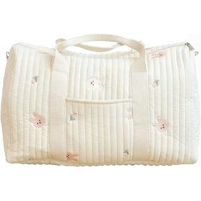 Quilted Duffle Bag For Women Cute Weekender Bag Floral Travel Bag Aesthetic Puffer Duffle Bag Cotton Diaper Tote Bag