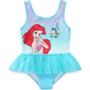 Disney The Little Mermaid Girls UPF 50+ One Piece Bathing Suit for Toddler and Big Kids