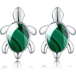 Cuoka Sterling Silver Sea Turtle Stud Earrings - Ocean Beach Jewelry for Women Turtle Lovers