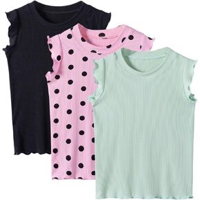 3-Pack Girls Dance & Gymnastics Tank Tops with Buckle Trim Everyday Casual & Versatile Wear for 4-10Y