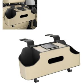 1 PC Car Seat Organizer ، صندوق تخزين متعدد الوظائف للمقعد الخلفي مع حامليين من كوب المشروبات ، منظم أنسجة جلدية 11.42 "× 3.35" ، Universal لمعظم السيارات والشاحنات وسيارات الدفع الرباعي (أسود)