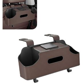 1 PC Car Seat Back Organizer, Car Back Seat Multi-Function Storage Box with 2 Drink Cup Holders, 11.42" x 3.35" Leather Tissue Organizer, Universal for Most Cars, Trucks, SUVs (Black) in Kuwait