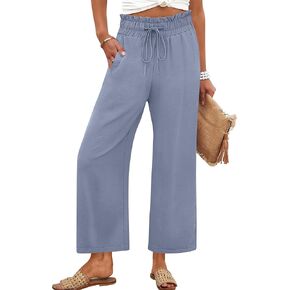 ANRABESS Women 2025 Summer Casual Flowy Loose High Waist Boho Wide Leg Cropped Palazzo Lounge Beach Vacation Pants Trousers