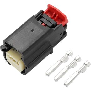3 Pin Parking Assist Sensor Connector Plug Kit Compatible for Chevrolet for Dodg, Waterproof 0.6mm Series Plastic Black Female Wire Terminal Connector
