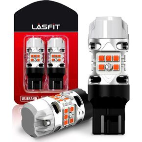 LASFIT 7443CK LED LED 7443NA 7444NA مع CK Socket Canbus Anti Hyper Flash LED لمبة الإشارة ، المكونات والتشغيل ، العنبر فقط (حزمة 2)