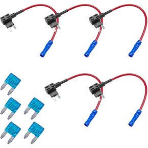 5pcs 12V Car Add-A-Circuit Fuse Tap Adapter ، حامل فتيل السيارات مع 15 أمبير فتيل شفرة ، حامل فتيل شفرة Mini ATM ATM للسيارات والشاحنات والقوارب