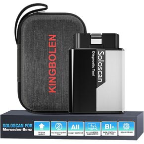 Kingbolen Soloscan for Mercedes-Benz MB Sprinter Maybach Bluetooth OBD2 Scanner ، جميع أداة فحص ثنائي الاتجاه التشخيصية للنظام لنظام iOS و Android ، جميع خدمة إعادة التعيين ، وترميز ECU ، و LifeTime F-REE