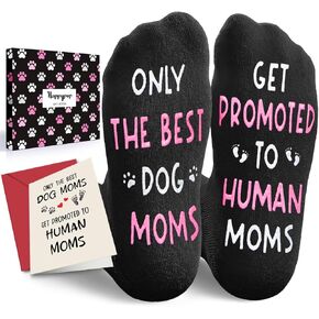 HAPPYPOP Pregnancy Gifts for New Mom - Promoted to Human Mom Socks for Pregnant Women, Dog Mom Gifts for Expecting Mother, Labor and Delivery Socks