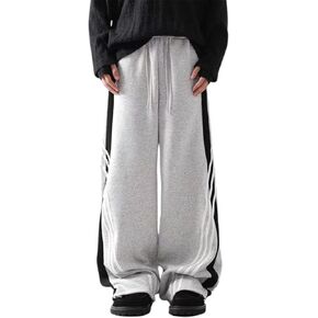 Baggy Sweatpants Men Striped Wide Leg Track Pants Women Cotton Elastic Waist Loose Fit Cargo Joggers