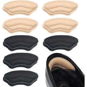 8-Pairs Heel Grips Liner Cushions Inserts for Loose Shoes, Heel Pads Snugs for Shoe Too Big Men Women, Filler Improved Shoe Fit and Comfort (16 Packs) (Black+Pale Apricot)